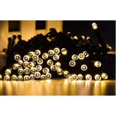 5m Boncuk Lamba Gün Işığı 8 Fonksiyon 100 Led Fişli Uzatma Kablolu siyah kablo