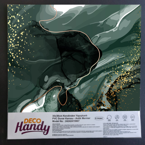 DecoHandy Pvc Duvar Karosu 30x30cm 4'Lü Paket - Zümrüt 0,36m2