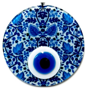 Yaprak Desenli El Yapımı Cam Nazar Boncuğu Yaprak Desenli Cam Duvar Süsü