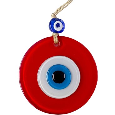 Mini Boy Kırmızı Nazar Boncuklu Duvar Süsü 10 Cm Cam Duvar Dekoru