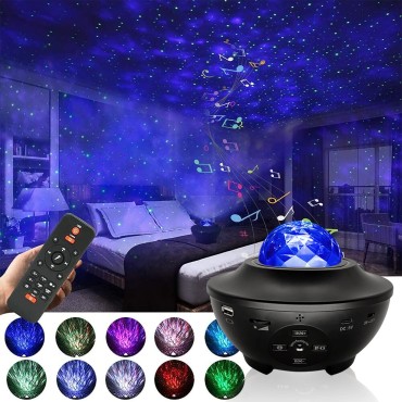  Starry Projektör Bluetooth Hoparlör+Sese Duyarlı Disko Topu+ USB Mp3 Çalar+Parti, Gece Lambası