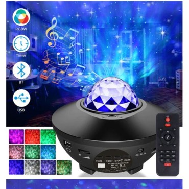  Starry Projektör Bluetooth Hoparlör+Sese Duyarlı Disko Topu+ USB Mp3 Çalar+Parti, Gece Lambası