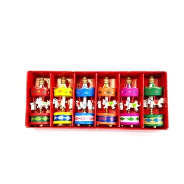 Toptan Mini Ahşap 6'lı Atli Karinca