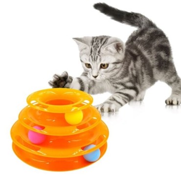 3 Katlı Kedi Oyuncağı Kedi Başlıklı Eğlenceli Oyuncak