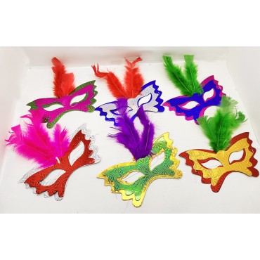 Tüylü Kağıt Karnaval Maskesi (6'lı Set)