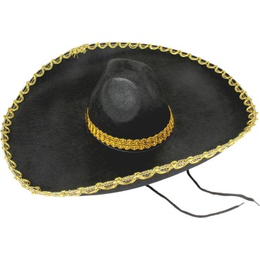 Sombrero Meksika Şapkası Mariachi Altın Şeritli Yetişkin Boy