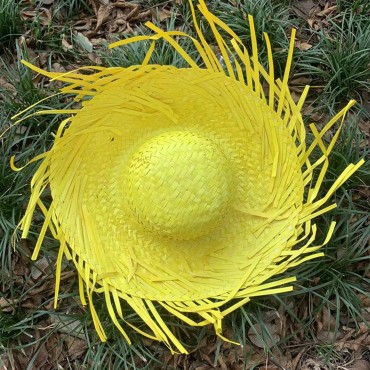 Tropikal Parti Sarı Hasır Hawaii Şapkası 13x36 cm