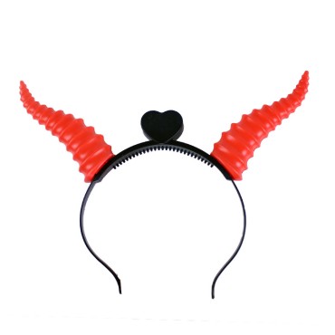 Kırmızı Renk Led Işıklı Kıvrımlı Boynuz Taç 27x18 cm