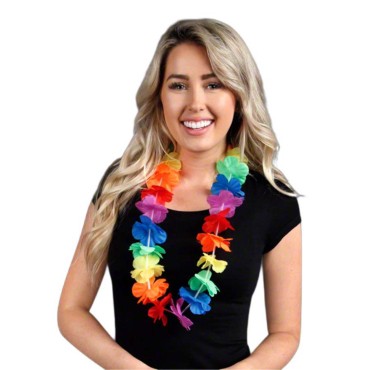 Hawaii Çiçekli Boyun Kolyesi - Renkli Tropikal Parti Leisi