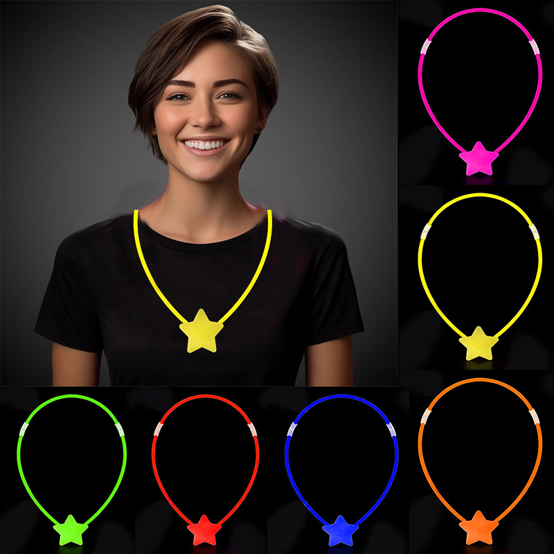 Glow Yıldız Kolye - Glow Kolye - Glow Stick Partisi Yıldız Kolye 6 Adet