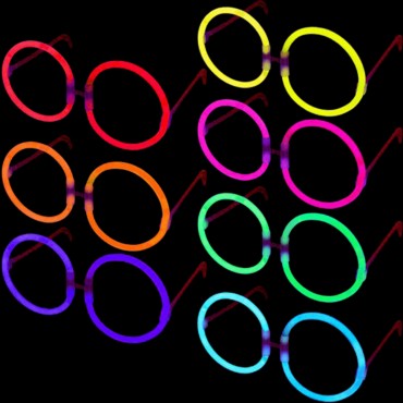 Glow Yuvarlak Gözlük - Glow Partisi Gözlükleri - Glow Stick Gözlük 12 Adet