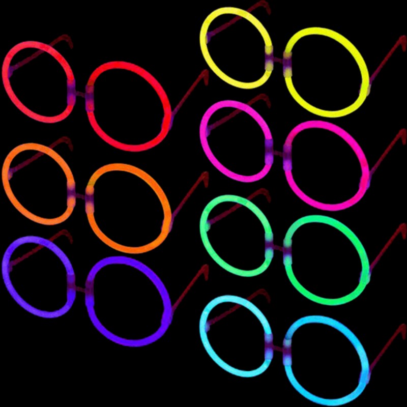 Glow Yuvarlak Gözlük - Glow Partisi Gözlükleri - Glow Stick Gözlük 12 Adet