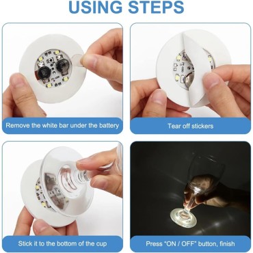 Işıklı Yapışkanlı Bardak Altı Aparatı Ledli 3 Modlu 6 cm Çap 1 Adet