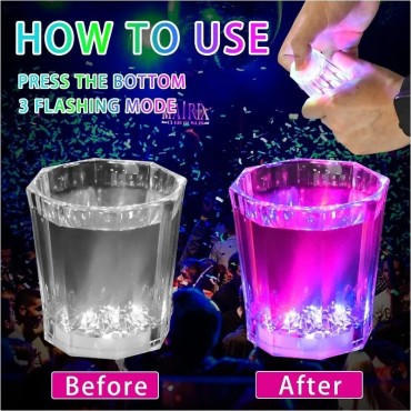 LED Işıklı Eğlence Bardakları - 3 Modlu Renk Değiştiren Bardak 12 Adet