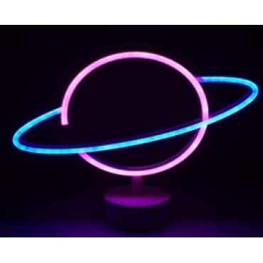 Neon Işıklı Satürn Lamba Pil+Usb MZ-503