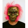 Wild Skull - Bakır Kafatası Pembe Saçlı İskelet Maske
