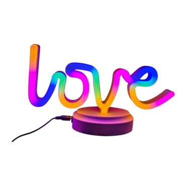 Neon Işıklı Love Yazılı Masa Gece Lambası PİL+USB