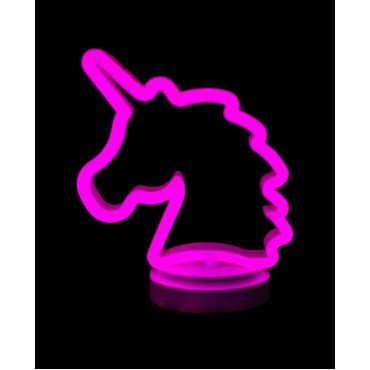 Neon Işıklı Unicorn Masa Gece Lambası Pil+Usb