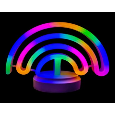 Neon Işıklı Gökkuşağı Masa Gece Lambası Pil+Usb