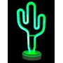 Neon Işıklı Kaktüs Masa Gece Lambası Pil+Usb